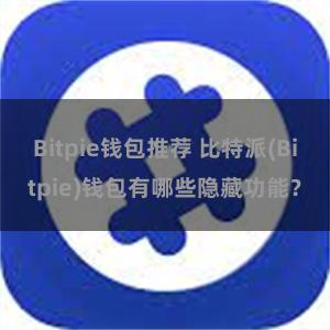 Bitpie钱包推荐 比特派(Bitpie)钱包有哪些隐藏功能？