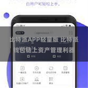   比特派APP轻量版 比特派钱包链上资产管理利器